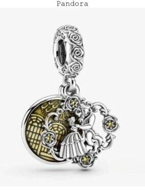 New Pandora Disney Beauty and the Beast Dancing Dangle Charm